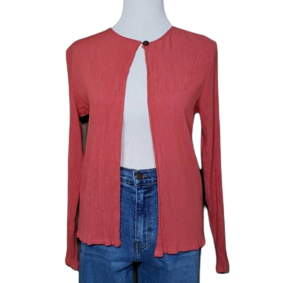 Vintage Tops - 90s Crinkle Cardigan Top
